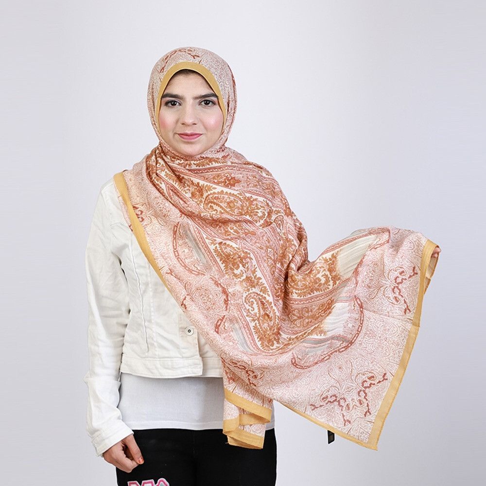 Printed Cotton Blend Women Brown, Yellow Stole-image-13