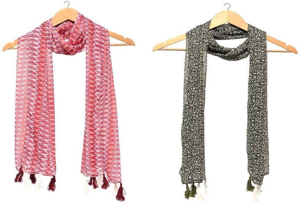 xmsfashion Printed Chiffon Women Multicolor Scarf, Stole, Fancy Scarf-picture-14