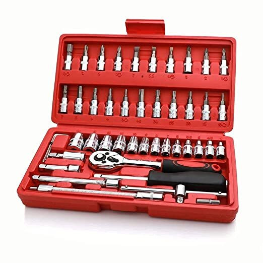 dharti corporation 46 in 1 Hand Tool Kit For Home and Professional Use Tool Box with Tray image 1