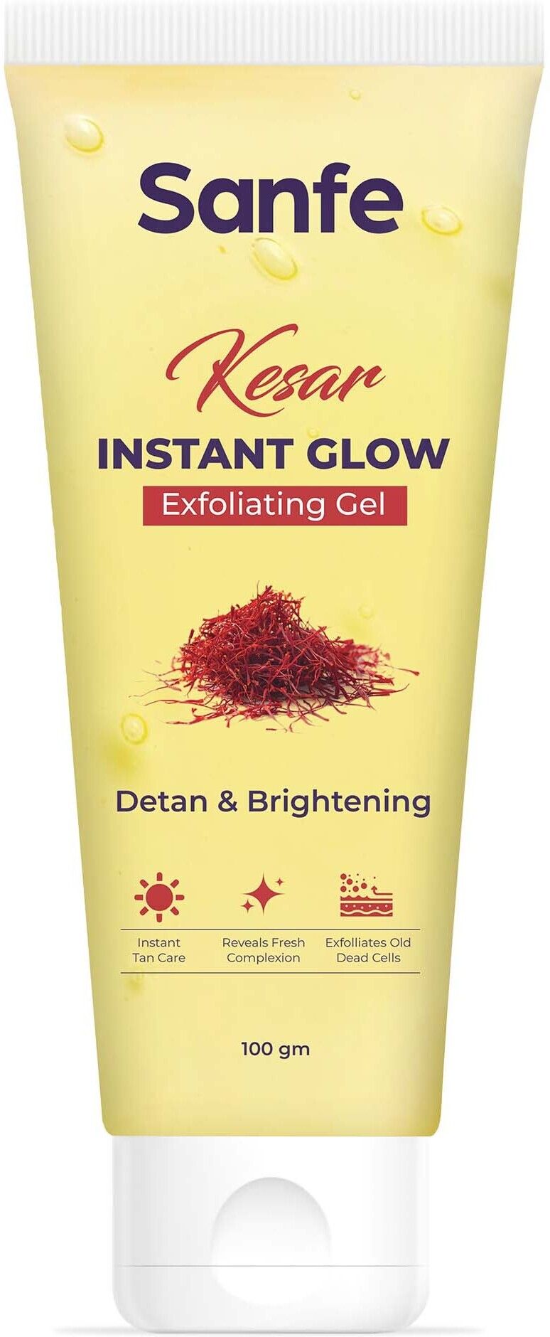 sanfe Kesar Instant Glow Exfoliating Gel Visibly remove tan brighten skin AHA BHA Scrub-picture-26
