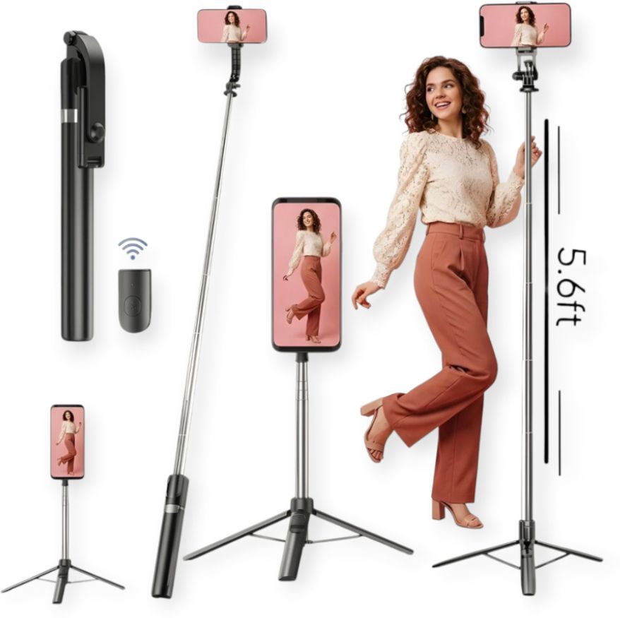 HouseOfCommon Portable Selfie Stick 170cm Long with Tripod Stand & Bluetooth Remote_A7 Bluetooth Selfie Stick-image-37