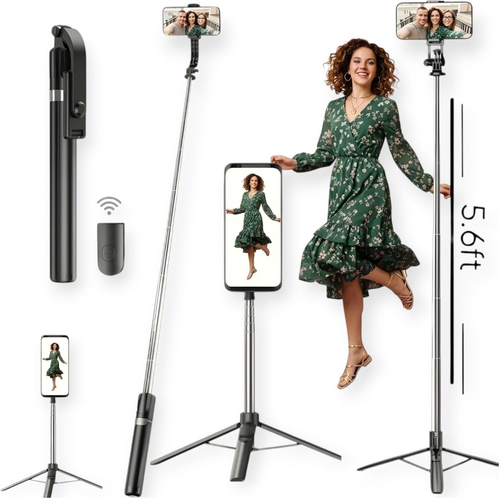 AIZINA 170cm Compact Selfie Stick with Stable Tripod Base & Bluetooth Remote_NX Bluetooth Selfie Stick-image-46