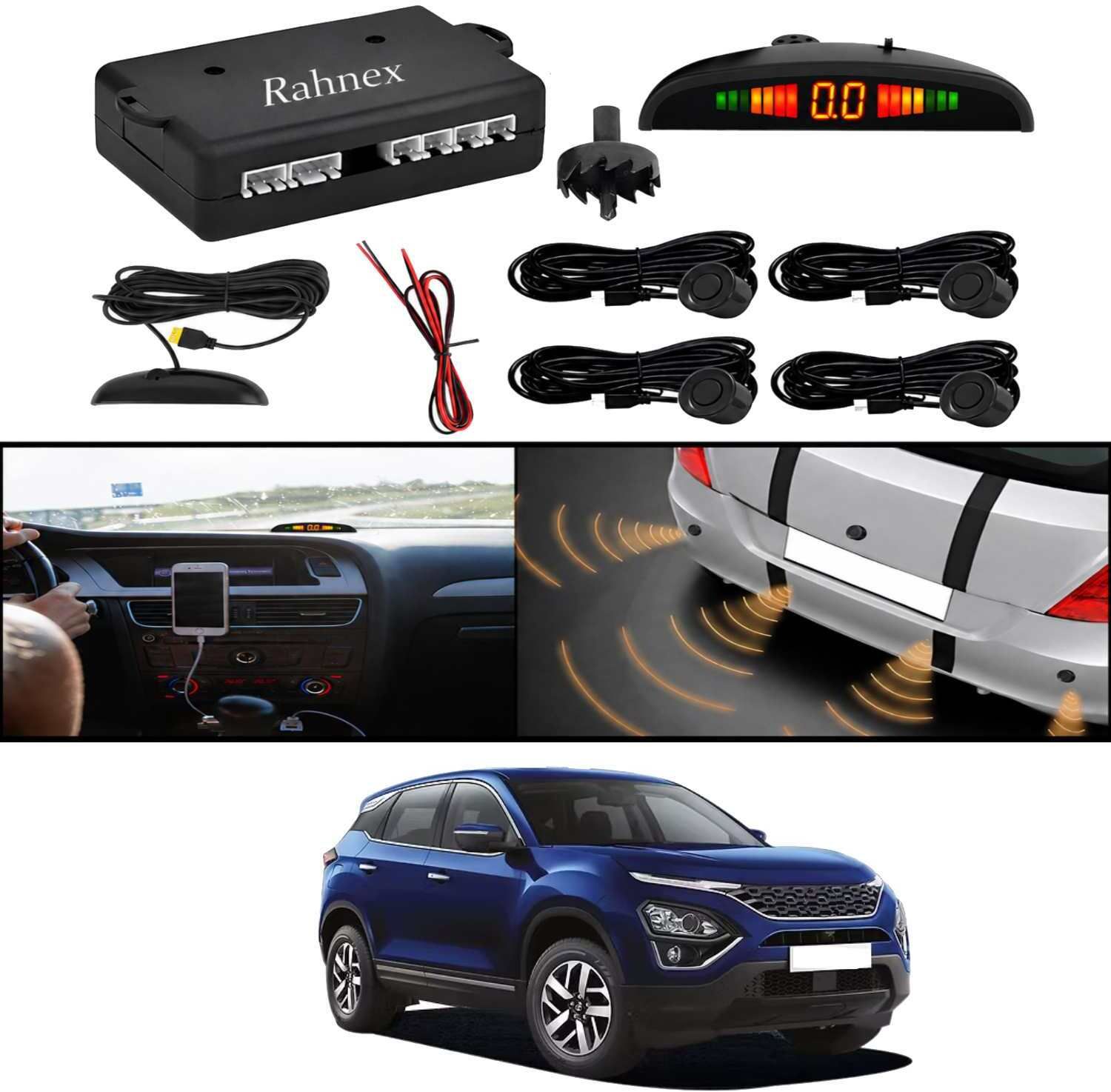 rahnex Reverse Car Safety System With LED Display Sensor Kit-147 Car Reverse Parking Sensor Black 4 Ultrasonic Sensors for Harrier 2023 Parking Sensor-picture-40