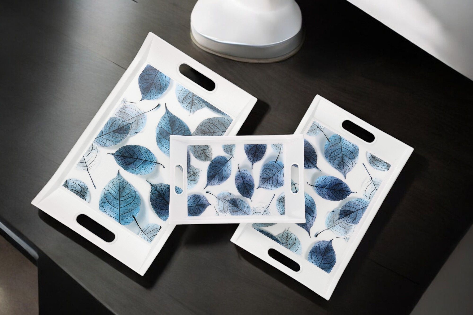 trendingkitchen Serving Tray Set of 3 for Tea, Coffee, Cookie For Home, Kitchen, Office (white) Tray-picture-4