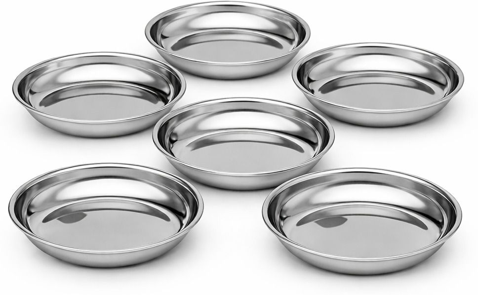 6-Piece Stainless Steel Halwa Plate Set Plate Serving Set-image-25