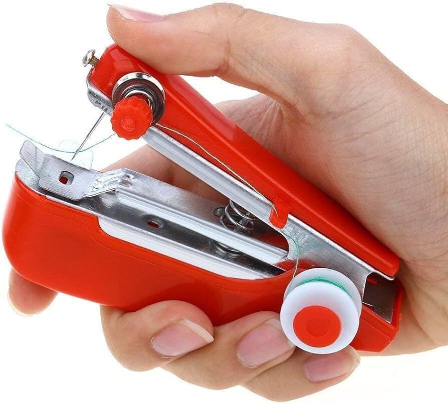 Mini Manual Hand Sewing Machine Portable Stitching Tool for Home Use Stapler Manual Sewing Machine 18 built-in stitches 100 SPM Red-image-47