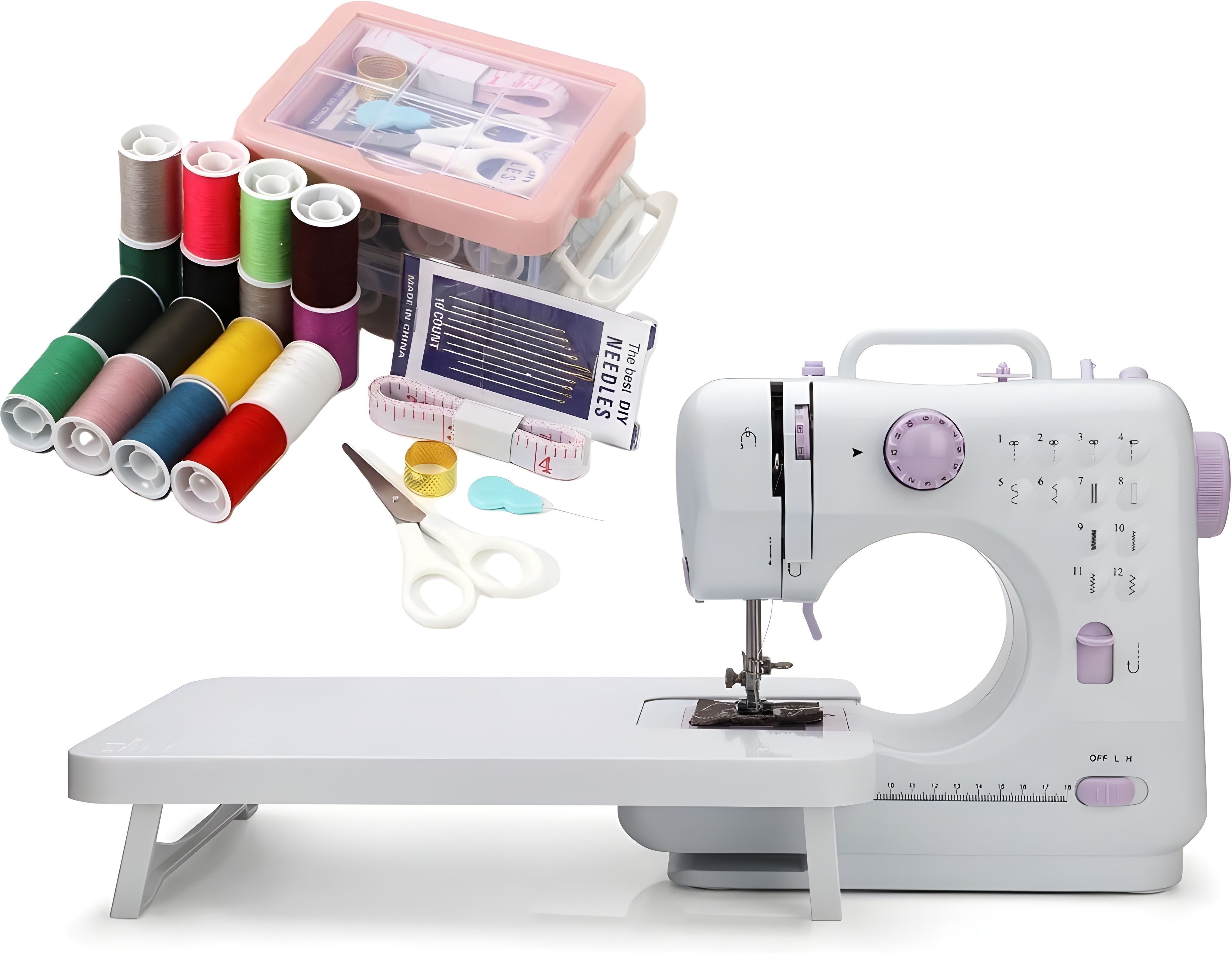 radhe Portable Sewing Machine with 12 Built-in Stitches, Extension Table, Sewing Kit Electric Sewing Machine-picture-26