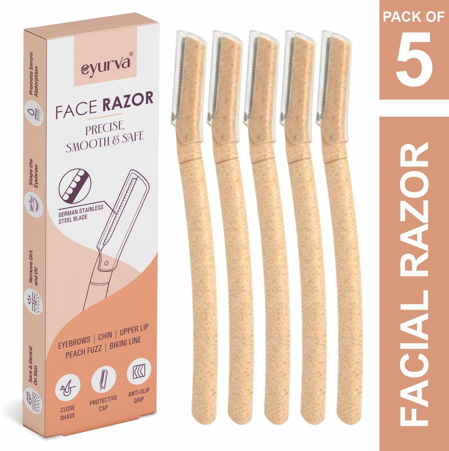 eyurva 5 Pcs eyebrow & face razor for painfree facial hair removal, Women-picture-18