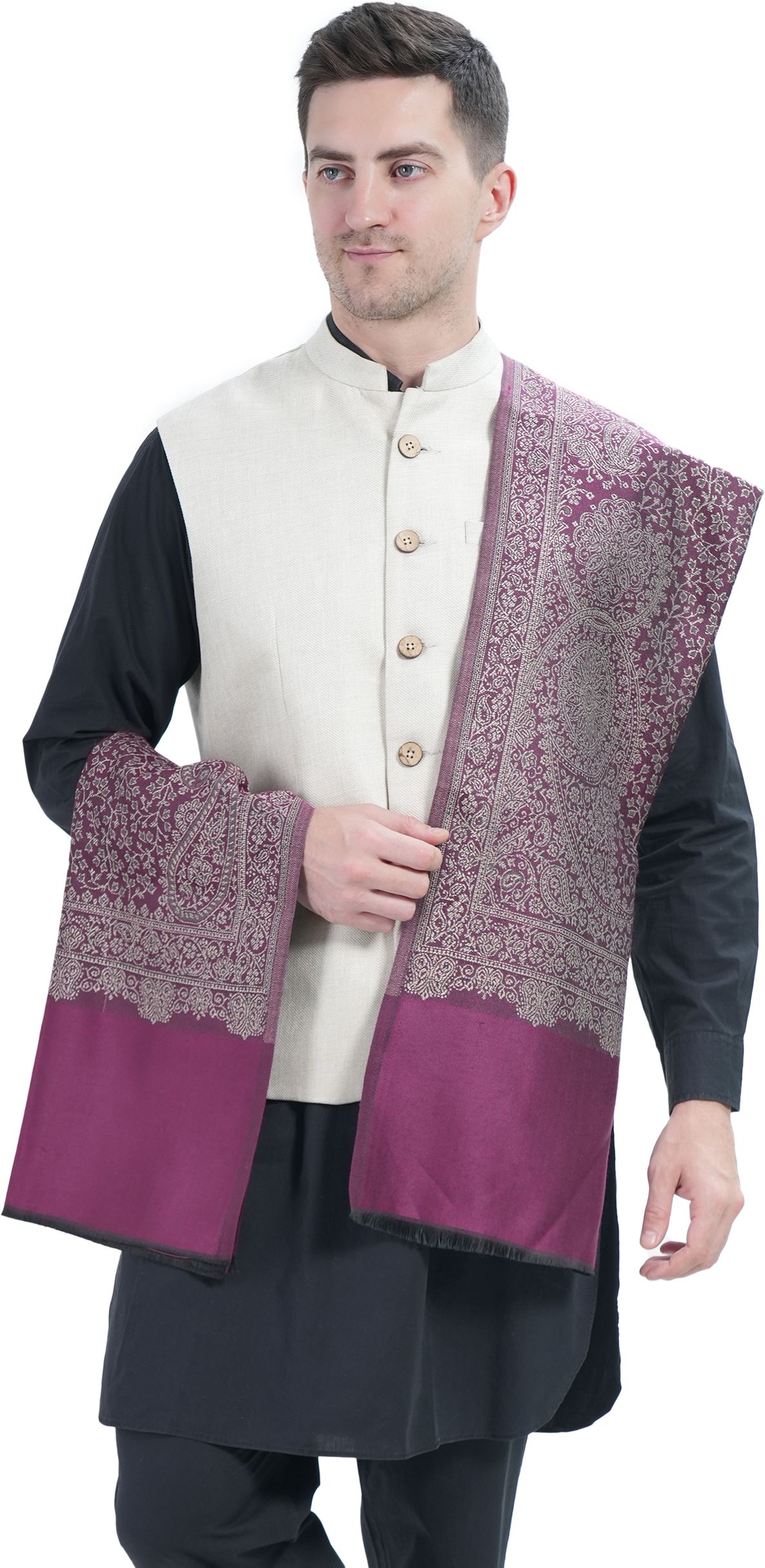 Ramnaya Wool Paisley Men Shawl-picture-15