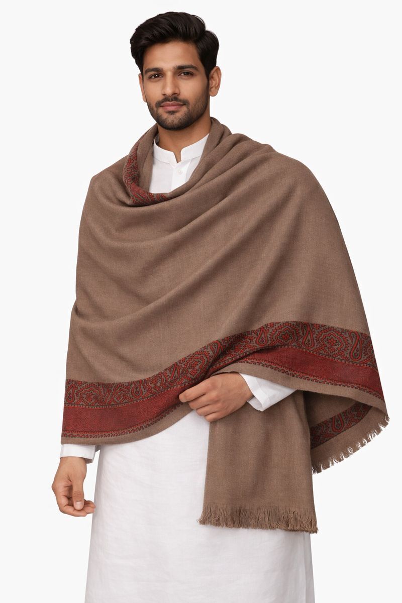 Rudrawraps Wool Solid, Woven Men Shawl-picture-25