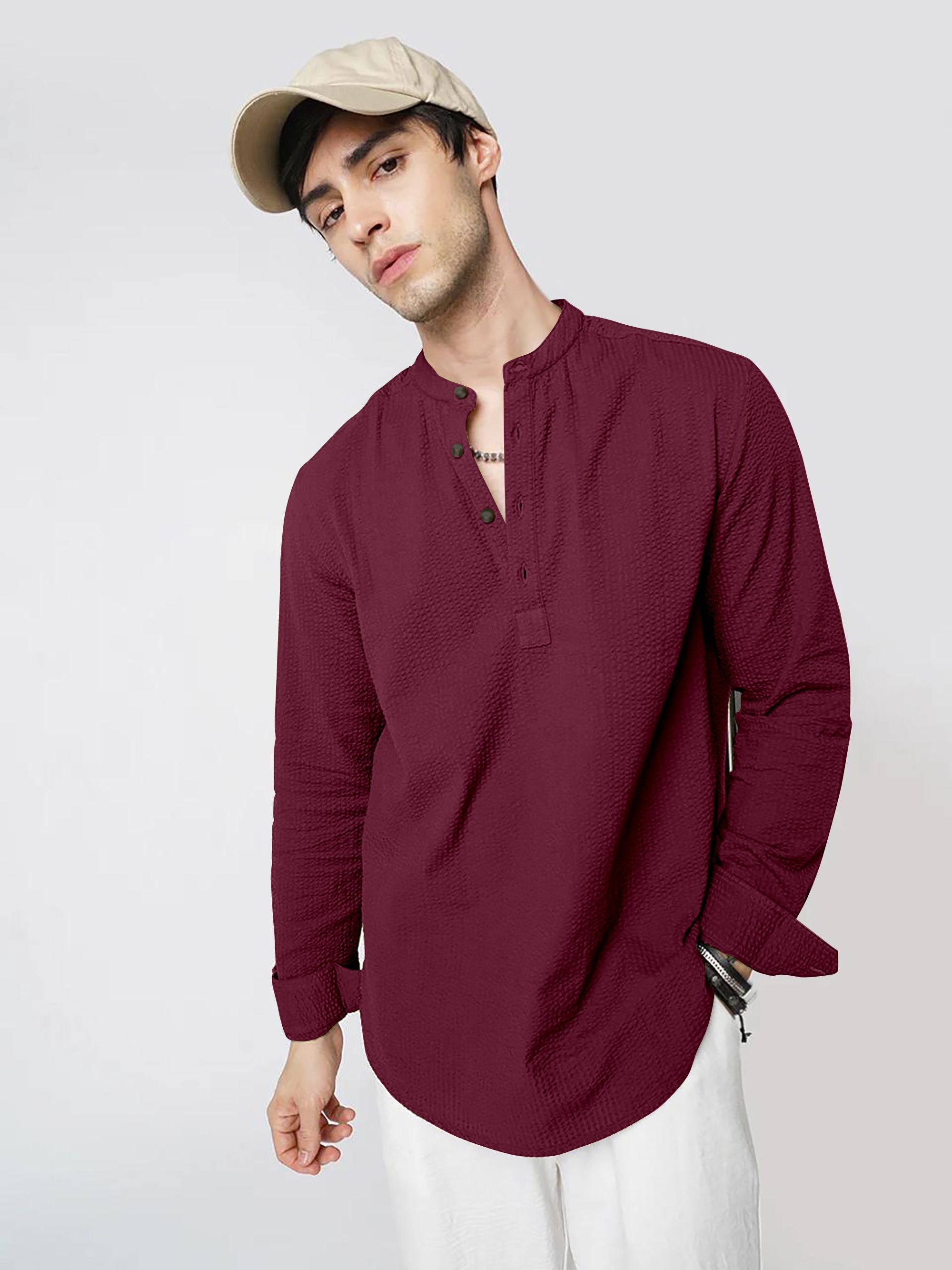 combraided Men Solid Cotton Blend Straight Kurta-picture-26