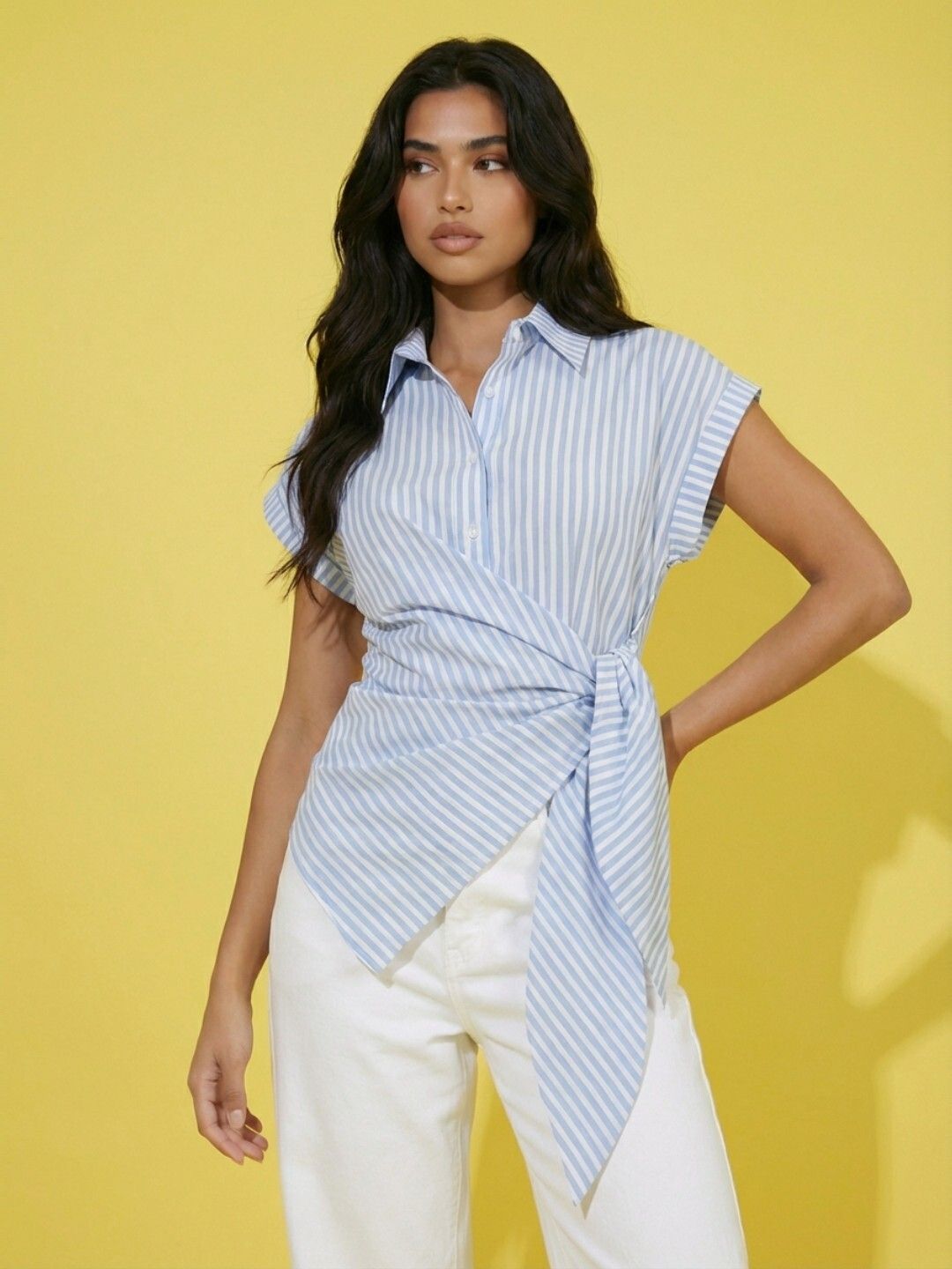 buynewtrend Women Regular Fit Striped Spread Collar Casual Shirt-picture-11