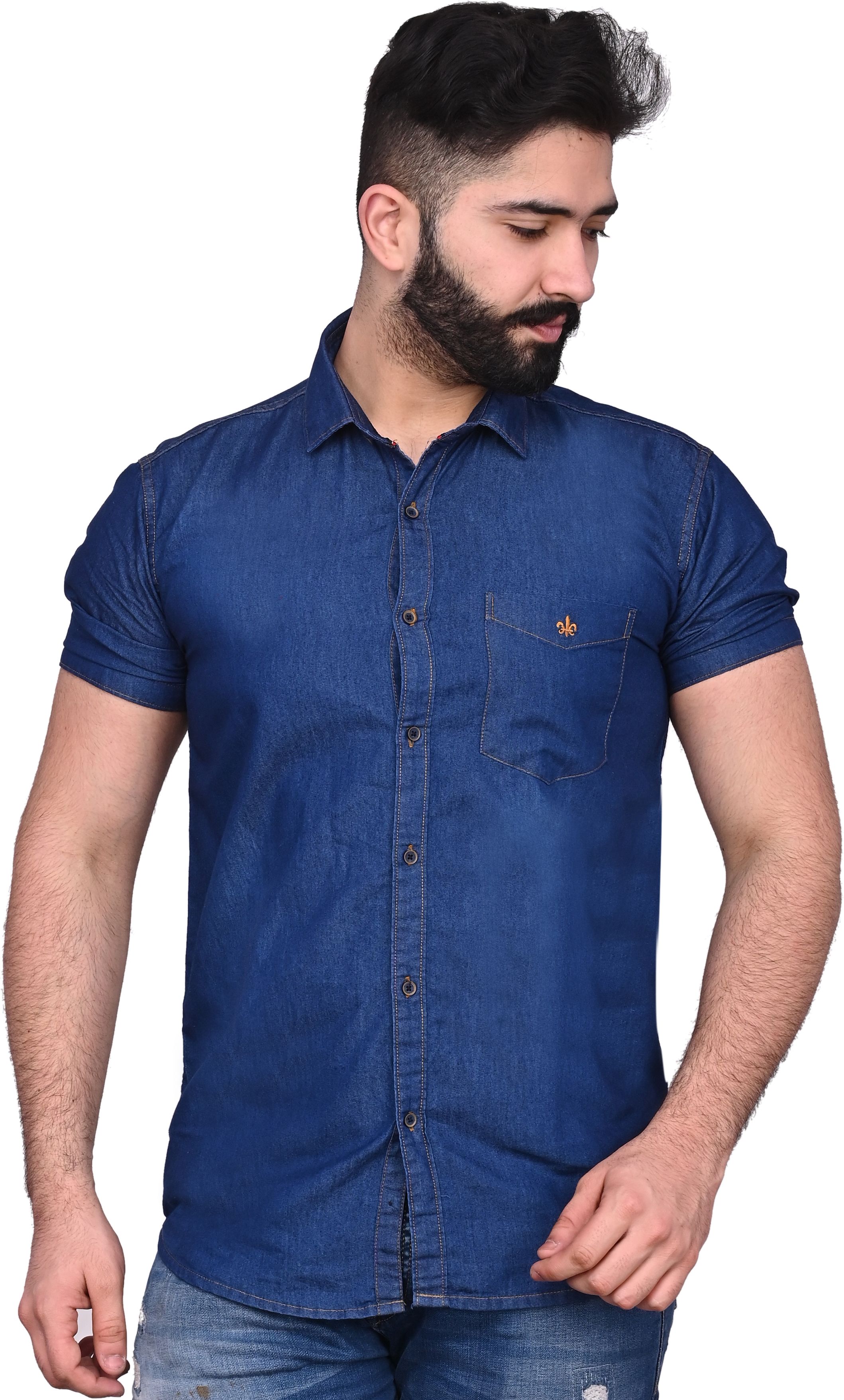 pent-one Men Slim Fit Washed Cut Away Collar Casual Shirt-picture-24