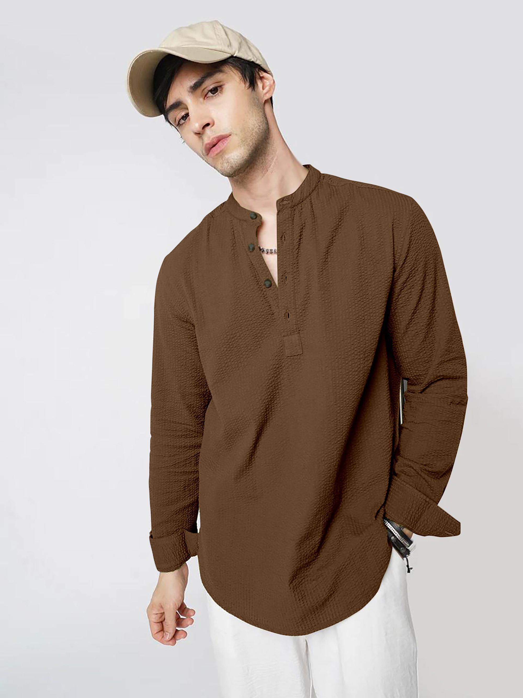 combraided Men Solid Cotton Blend Straight Kurta-picture-13