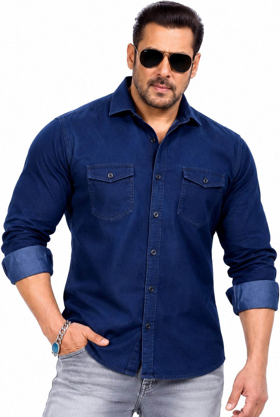 styloketh Men Regular Fit Solid Curved Collar Casual Shirt-picture-1