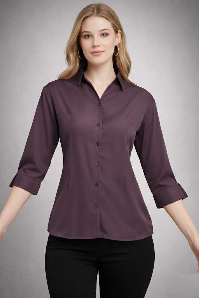 Women Regular Fit Solid Button Down Collar Formal Shirt-image-46