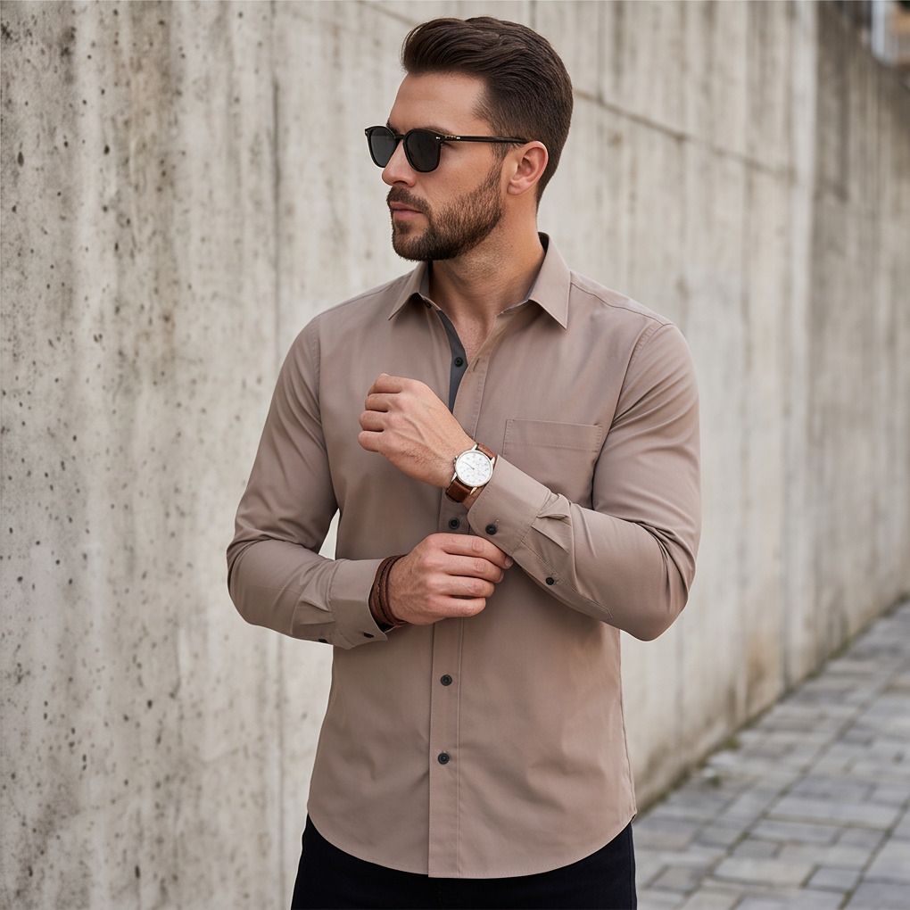 boninos Men Regular Fit Solid Cut Away Collar Casual Shirt-picture-32