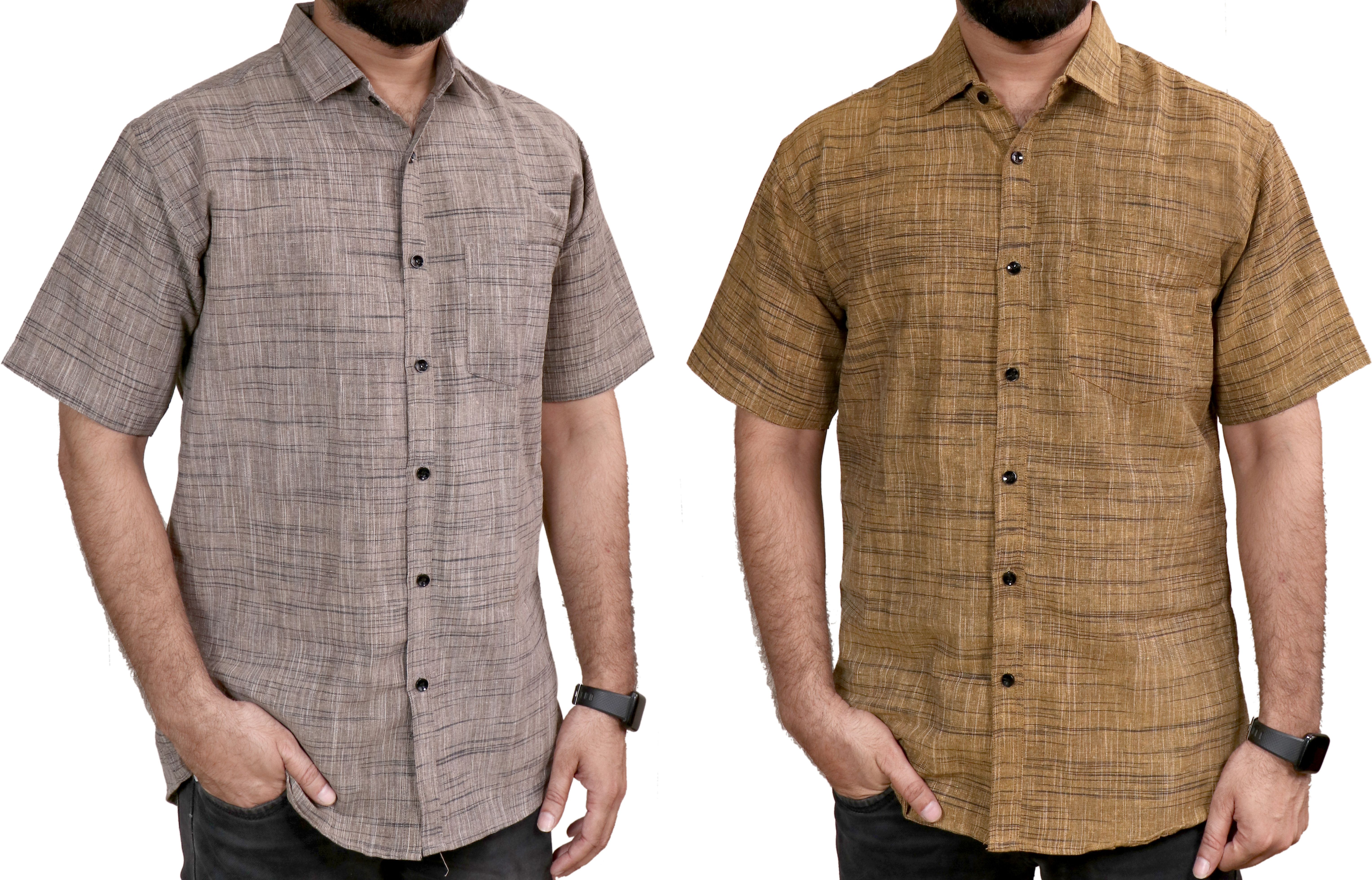 Men Regular Fit Self Design Curved Collar Casual Shirt-image-35
