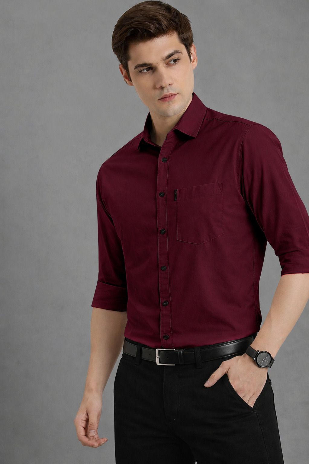 combraided Men Regular Fit Solid Spread Collar Formal Shirt-picture-14