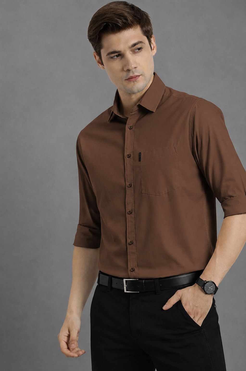 combraided Men Regular Fit Solid Spread Collar Formal Shirt-picture-16