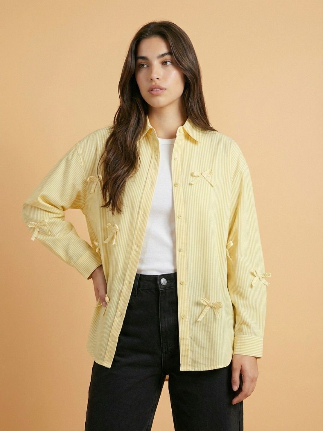 Women Oversized Fit Striped Spread Collar Casual Shirt-image-17