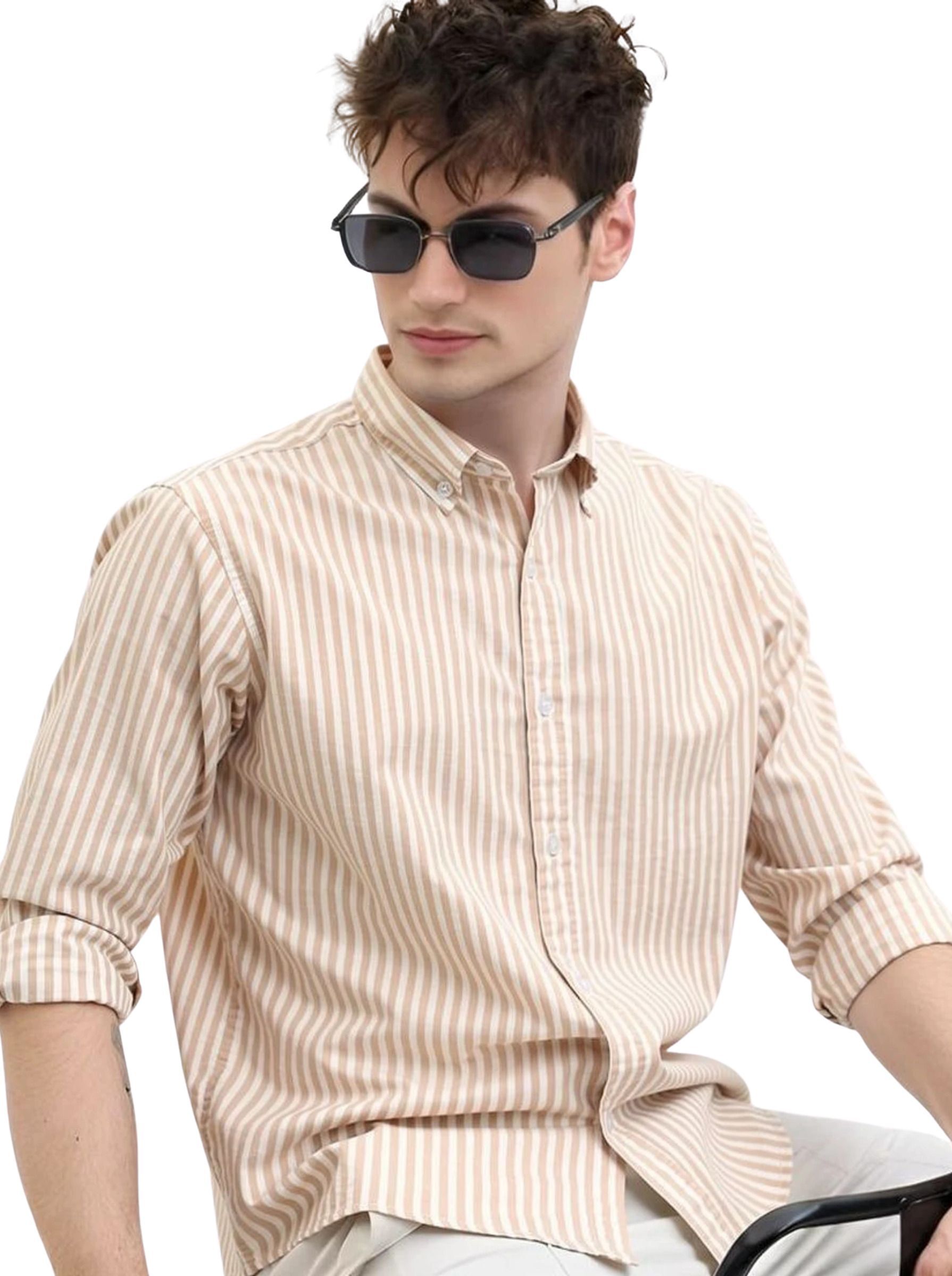 youth first Men Slim Fit Striped Spread Collar Casual Shirt-picture-12