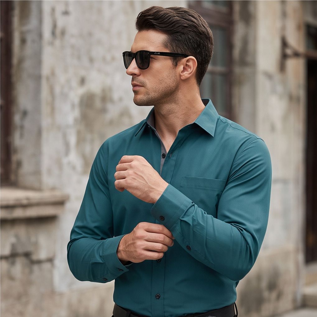 boninos Men Regular Fit Solid Cut Away Collar Casual Shirt-picture-11
