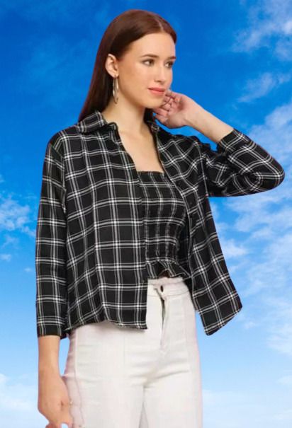alisha crashan Women Regular Fit Checkered Casual Shirt-picture-19