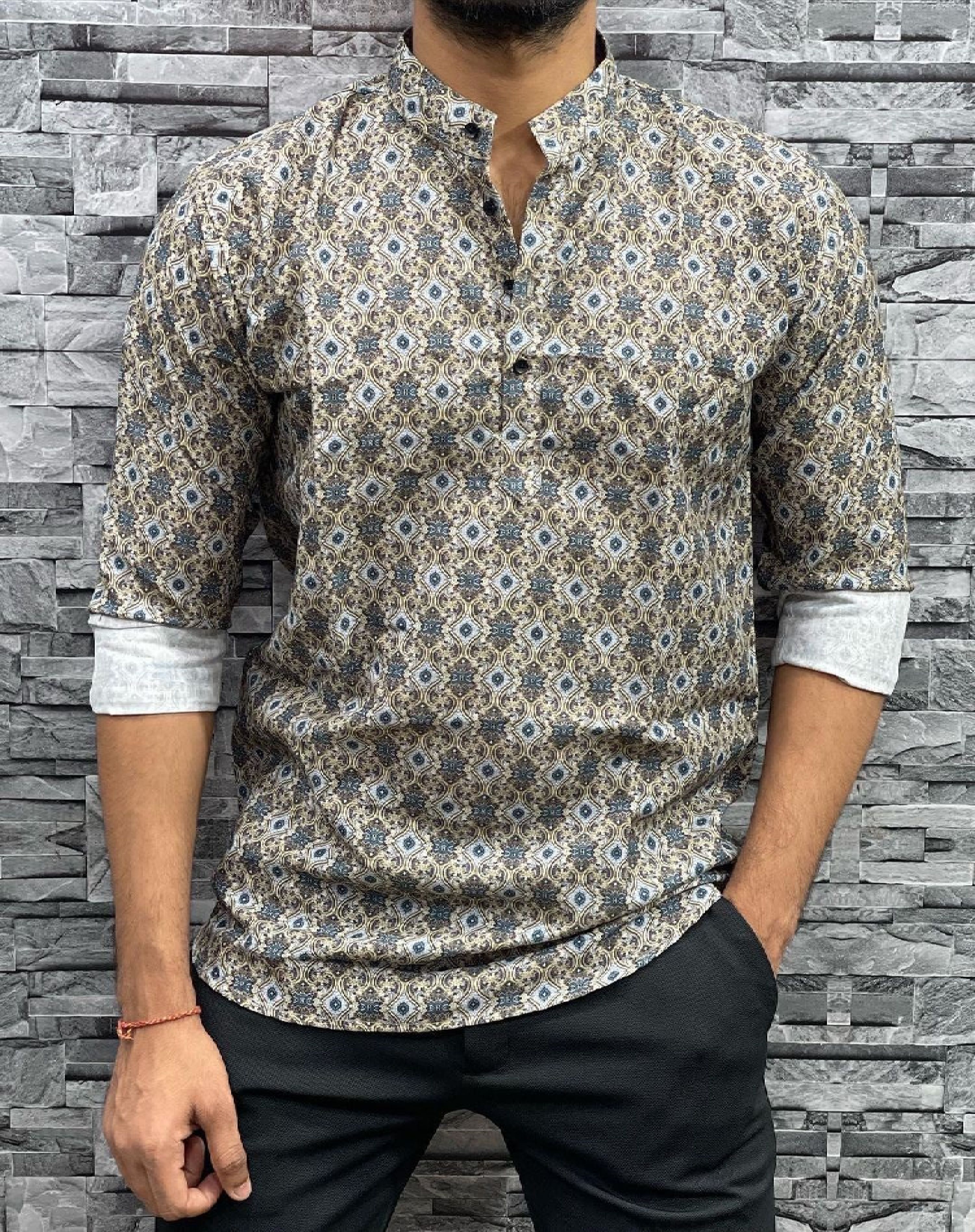 manisha Men Printed Cotton Blend Straight Kurta-picture-25