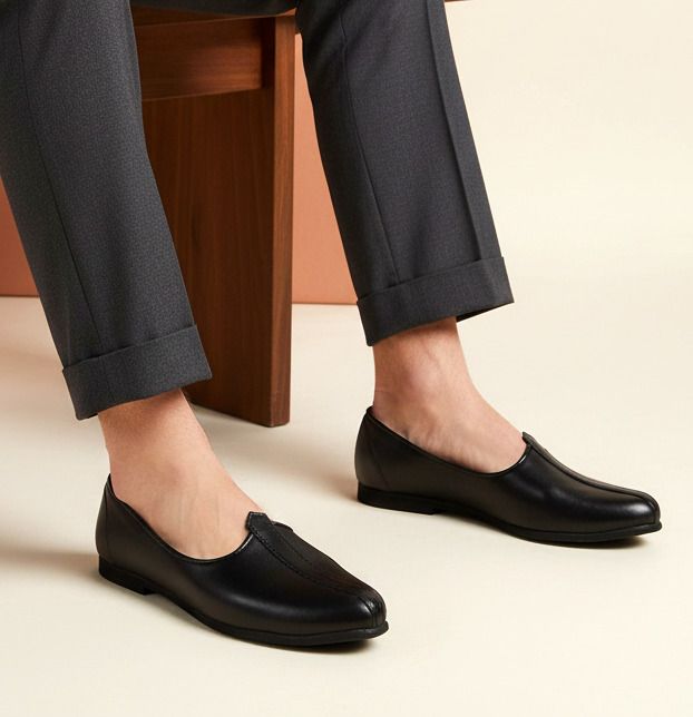 Men's Classic Black Jutti / Nagra Shoes Mocassin For Men