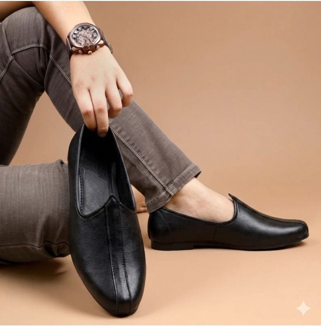 jaipur divinecraft Men's Jalsa Jutti,rajasthani,jaipuri Jutis For Men BLACK Slip On For Men-picture-10