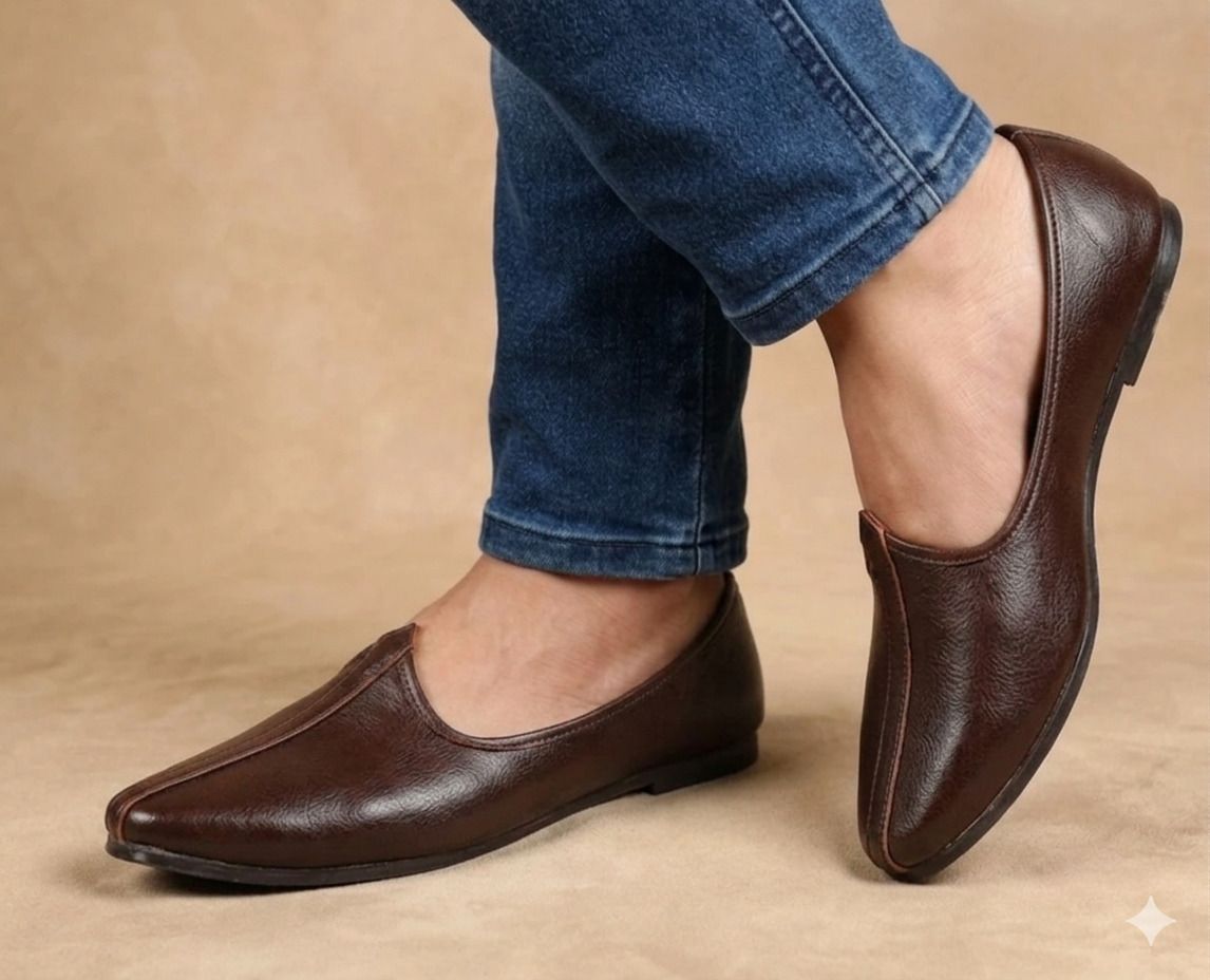 jaipur divinecraft Men"s dark brown traditional Jalsa,comfortable ethnic footwear For Men BROWN Slip On For Men-picture-8