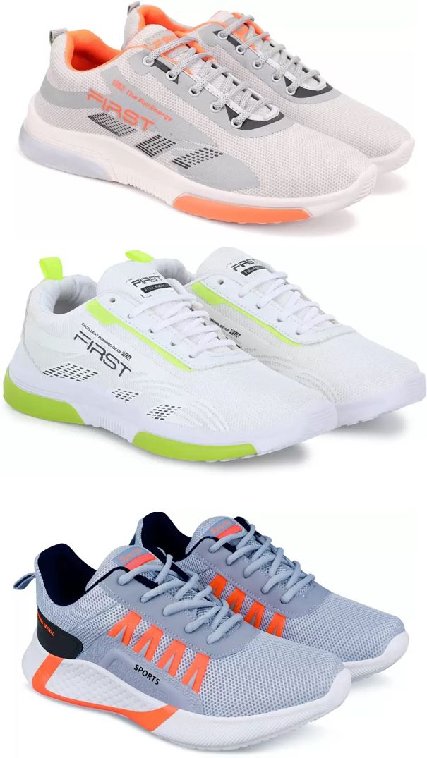 Gorofy Sport Shoe LaceUp Lightweight Multicolour Running Shoes For Men Pack Of 3 Running Shoes For Men-image-13