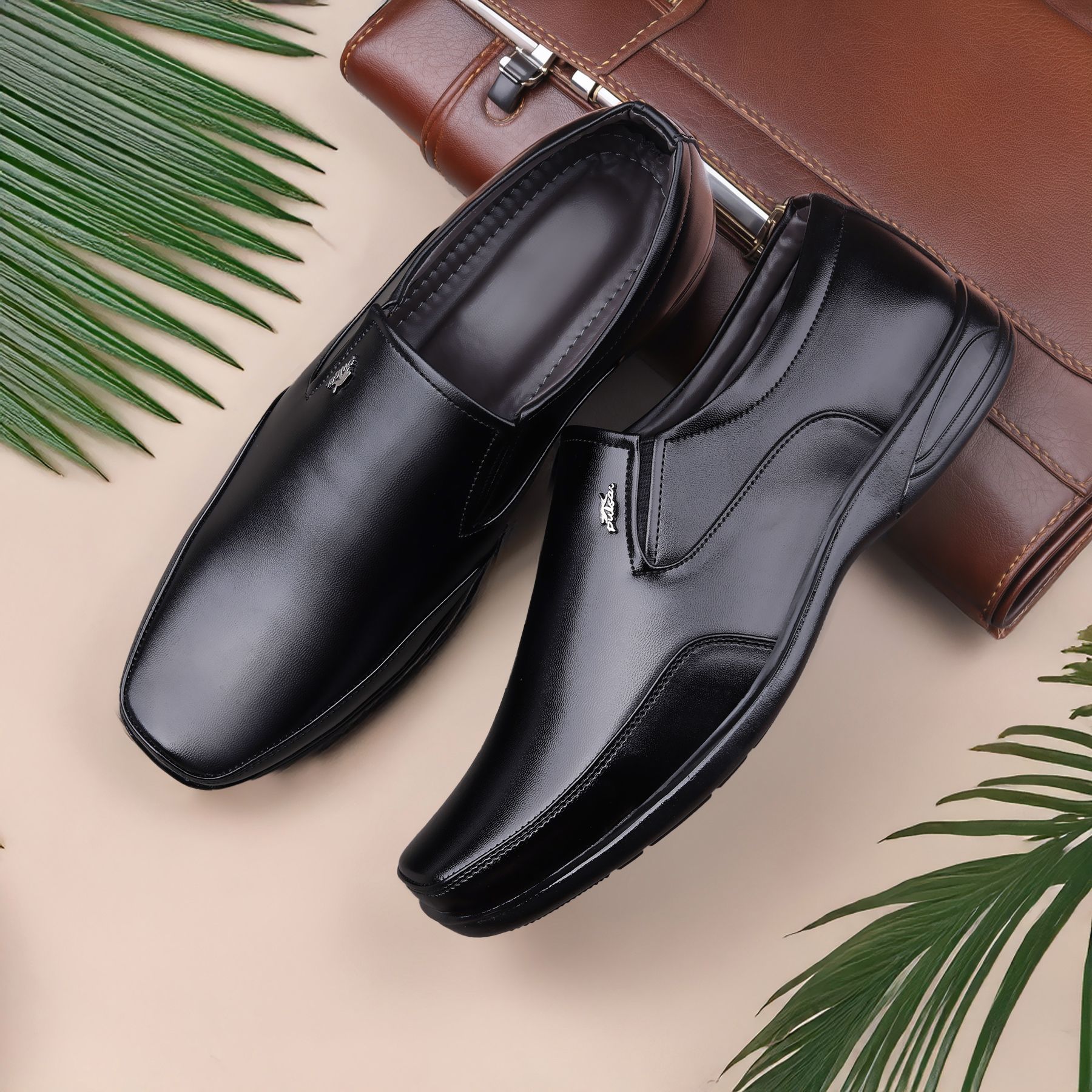 vibestep Men Black Synthetic Leather Slip On Formal Office Wear Shoes Corporate Casuals For Men-picture-46