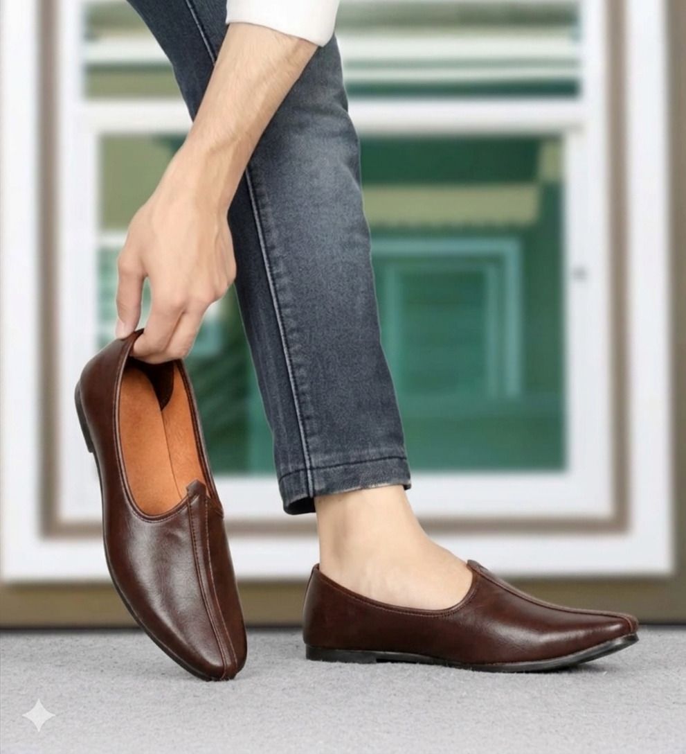 jaipur divinecraft Men"s dark brown traditional Jalsa,comfortable ethnic footwear For Men BROWN Slip On For Men-picture-7