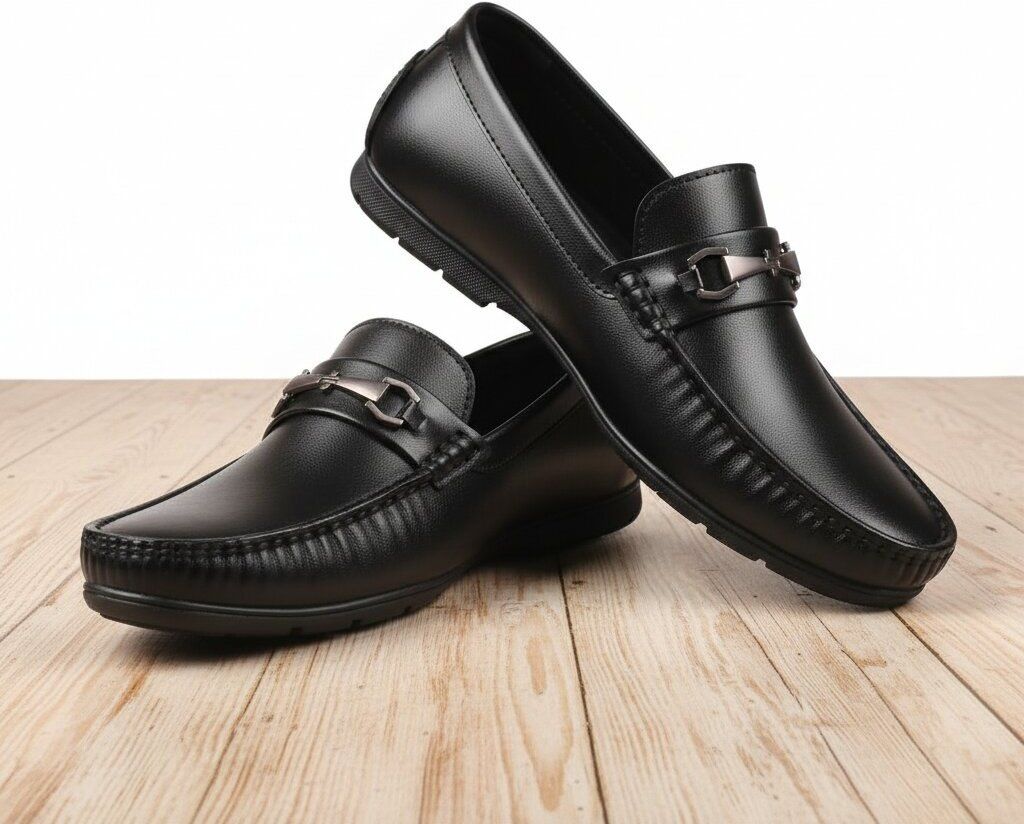 zuliva Men's Premium Black Metal Bit Loafers | Formal Slip-On Office Shoes for Men Loafers For Men-picture-10