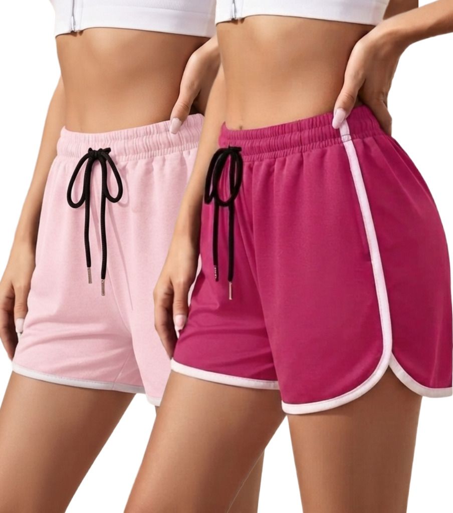 unfld Pack of 2 Solid Women Multicolor Gym Shorts, Running Shorts, Sports Shorts-picture-22
