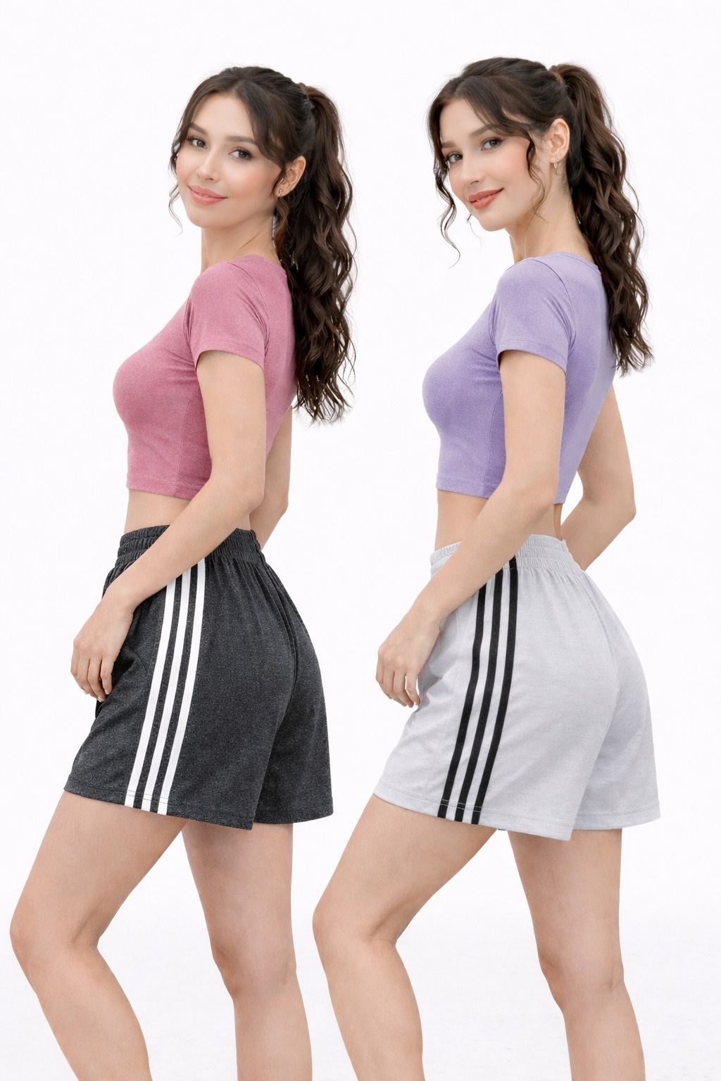 houseofcommon Pack of 2 Striped Women Multicolor Regular Shorts-picture-25