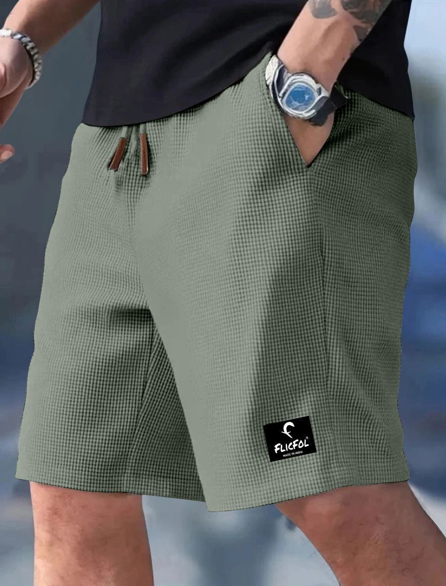 flicfol Self Design Men Green Regular Shorts-picture-33