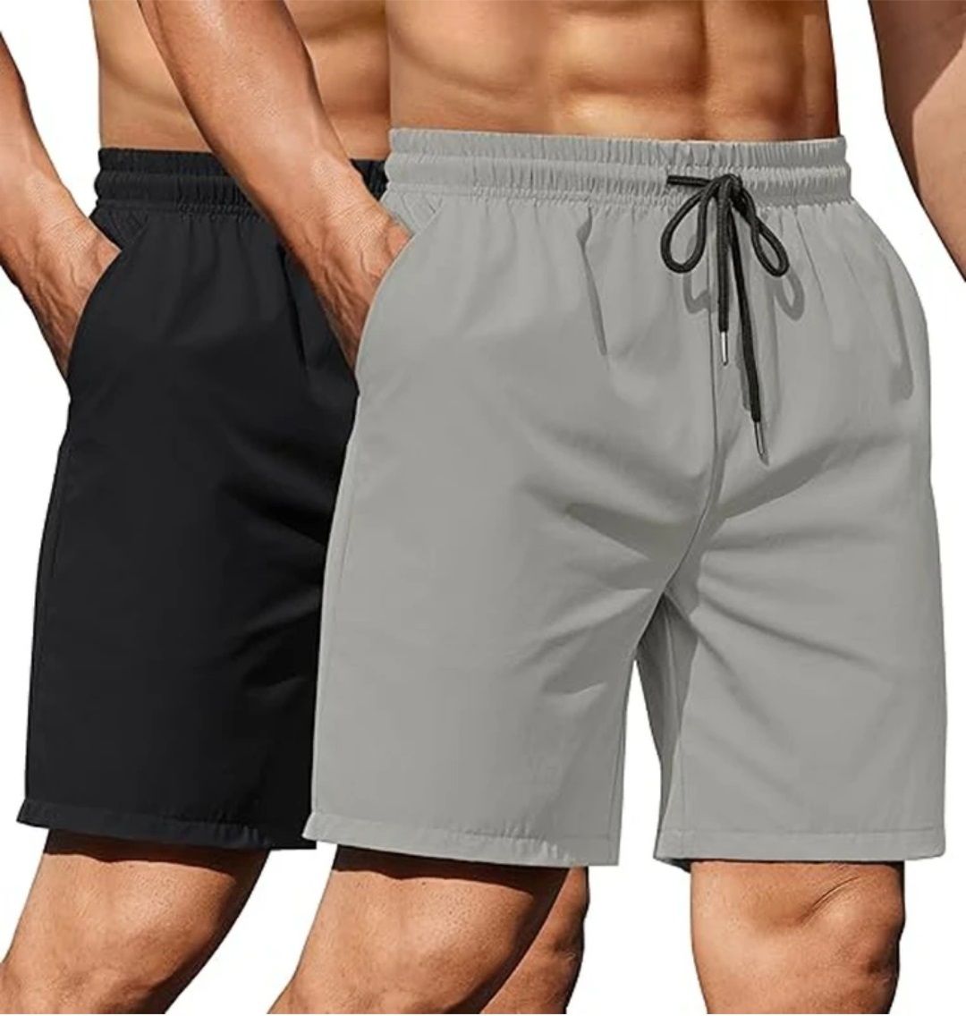 rusksun Pack of 2 Solid Men Black, Grey Regular Shorts-picture-31
