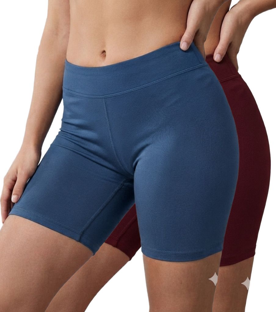 myo Pack of 2 Solid Women Multicolor Gym Shorts-picture-35
