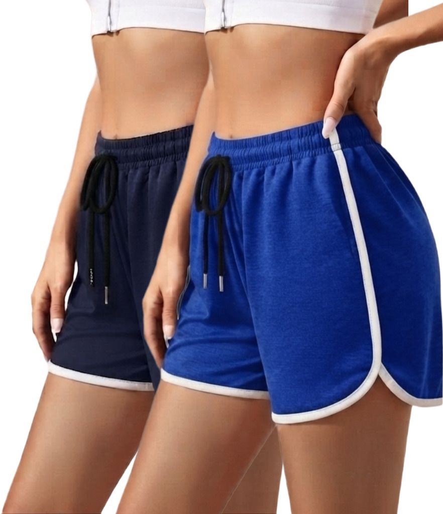 ayvina Pack of 2 Solid Women Multicolor Gym Shorts, Running Shorts, Sports Shorts-picture-25