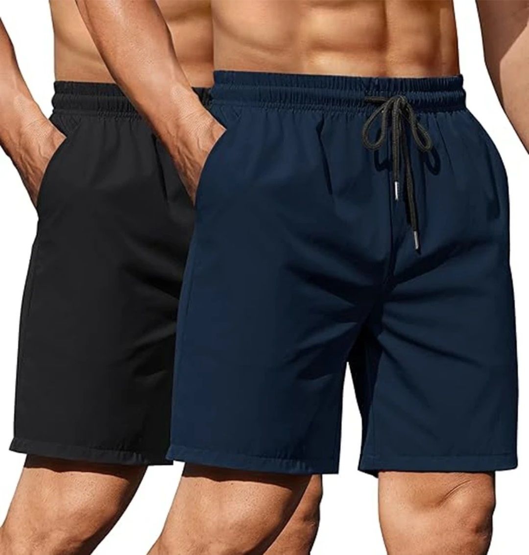 Pack of 2 Solid Men Dark Blue, Black Regular Shorts