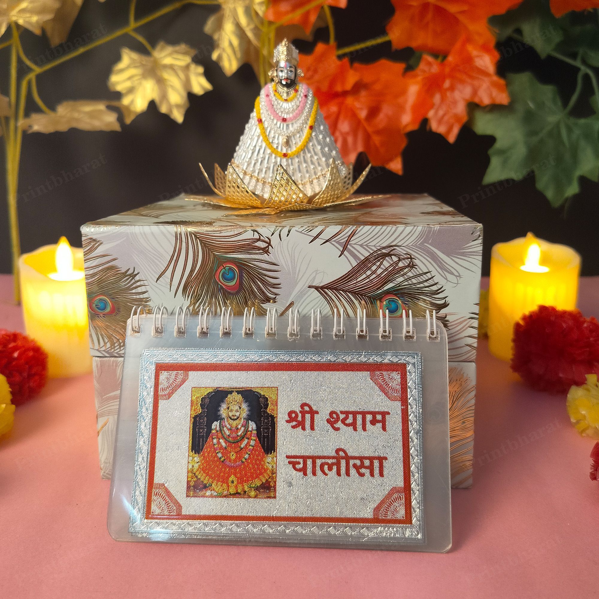 KHATU SHYAM WITH CHALISA PURE SILVER TABLE TOP Khatu Shyam ji Size-9*10*1 Decorative Showpiece - 10 cm-image-31