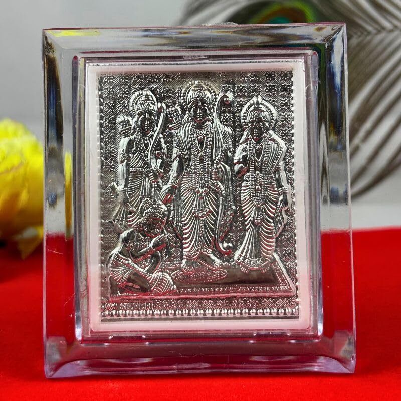shree shyam enterprises 999 Silver Ram Darbar & Hanuman Ji Photo Frame Divine God Frame for Home - 70g Decorative Showpiece - 7 cm-picture-19