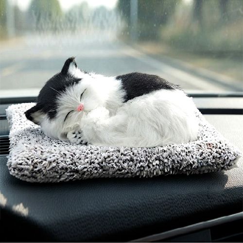 Sleeping Cat Soft Toys with Sound for Car Dashboard Cat & Office Decorative Showpiece - 5 cm-image-31