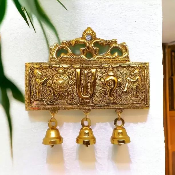 Tirupati Door Hanging Shankh Chakra Namah Latkan Vishnu Shank Chakra Tilak Decorative Showpiece - 15 cm
