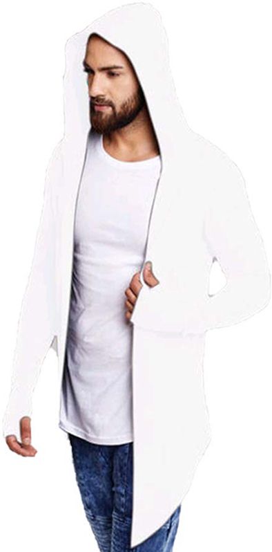 Men Straight Full Sleeve White Shrug