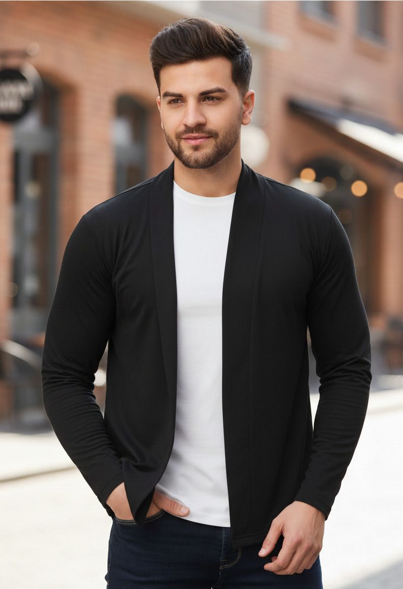 rigo Men Jacket Style Full Sleeve Black Shrug-picture-30
