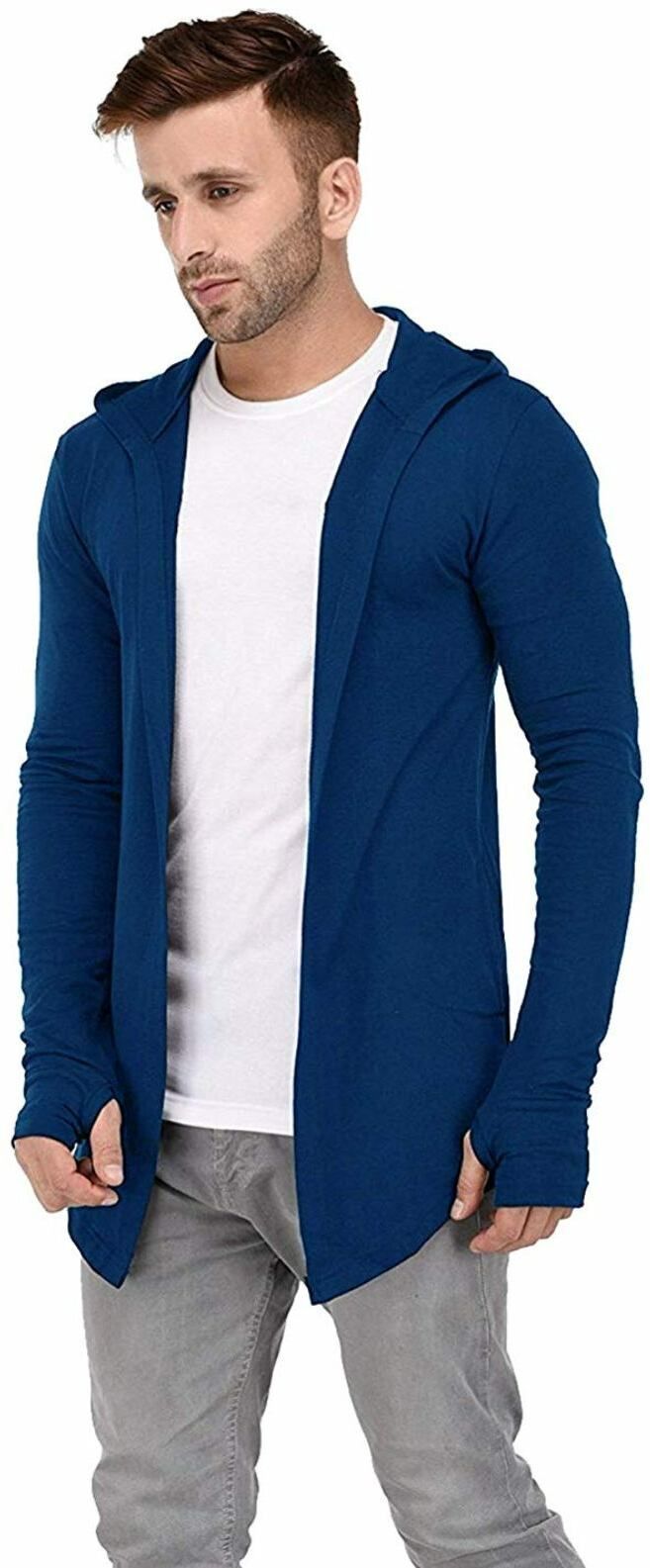 glampanda Men Kimono Style Full Sleeve Blue Shrug-picture-21
